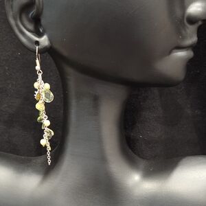 Elegant Green Dangle Earrings W/ Ladybug Charm
